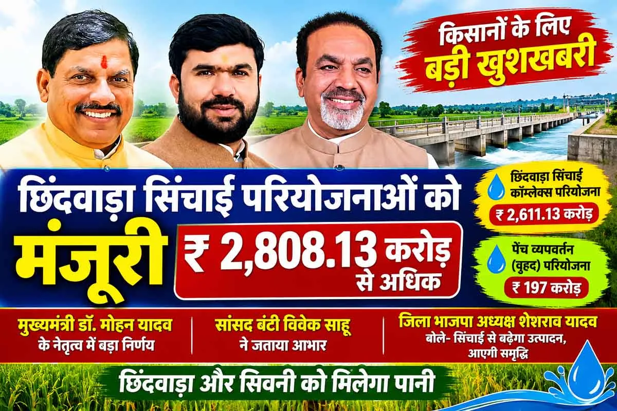 2611.13 करोड़, पेंच परियोजना को 197 करोड़ की मंजूरी