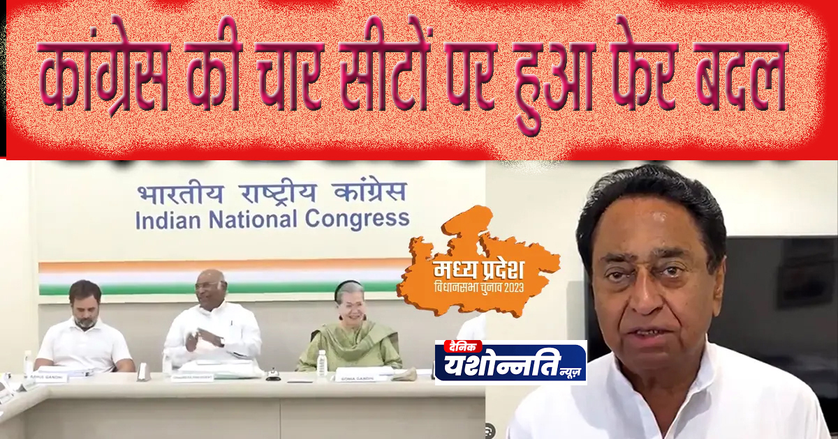 कांग्रेस की चार सीटों पर हुआ फेरबदल