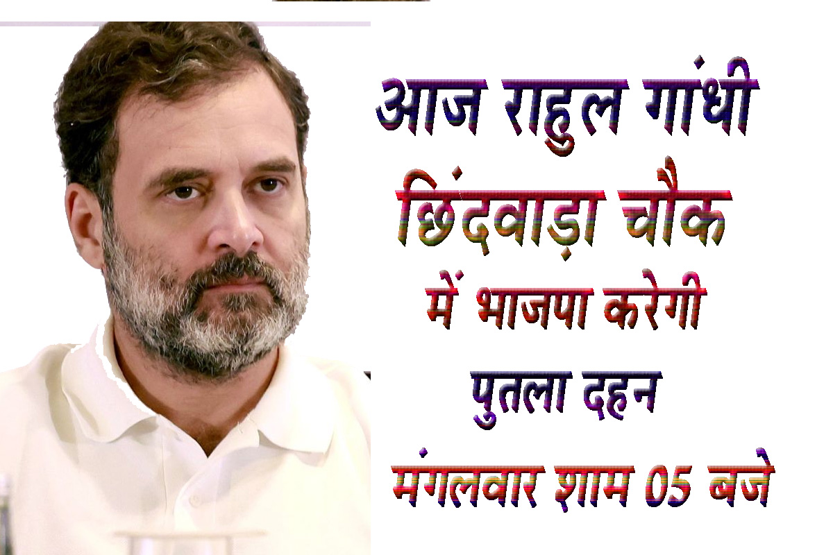 आज राहुल गांधी का छिंदवाड़ा चौक में भाजपा करेगी पुतला दहन 
