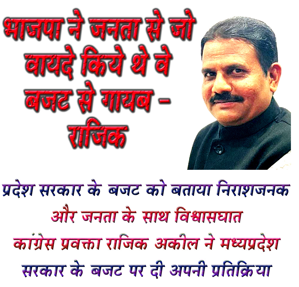 भाजपा ने जनता से जो वायदे किये थे वे बजट से गायब - राजिक