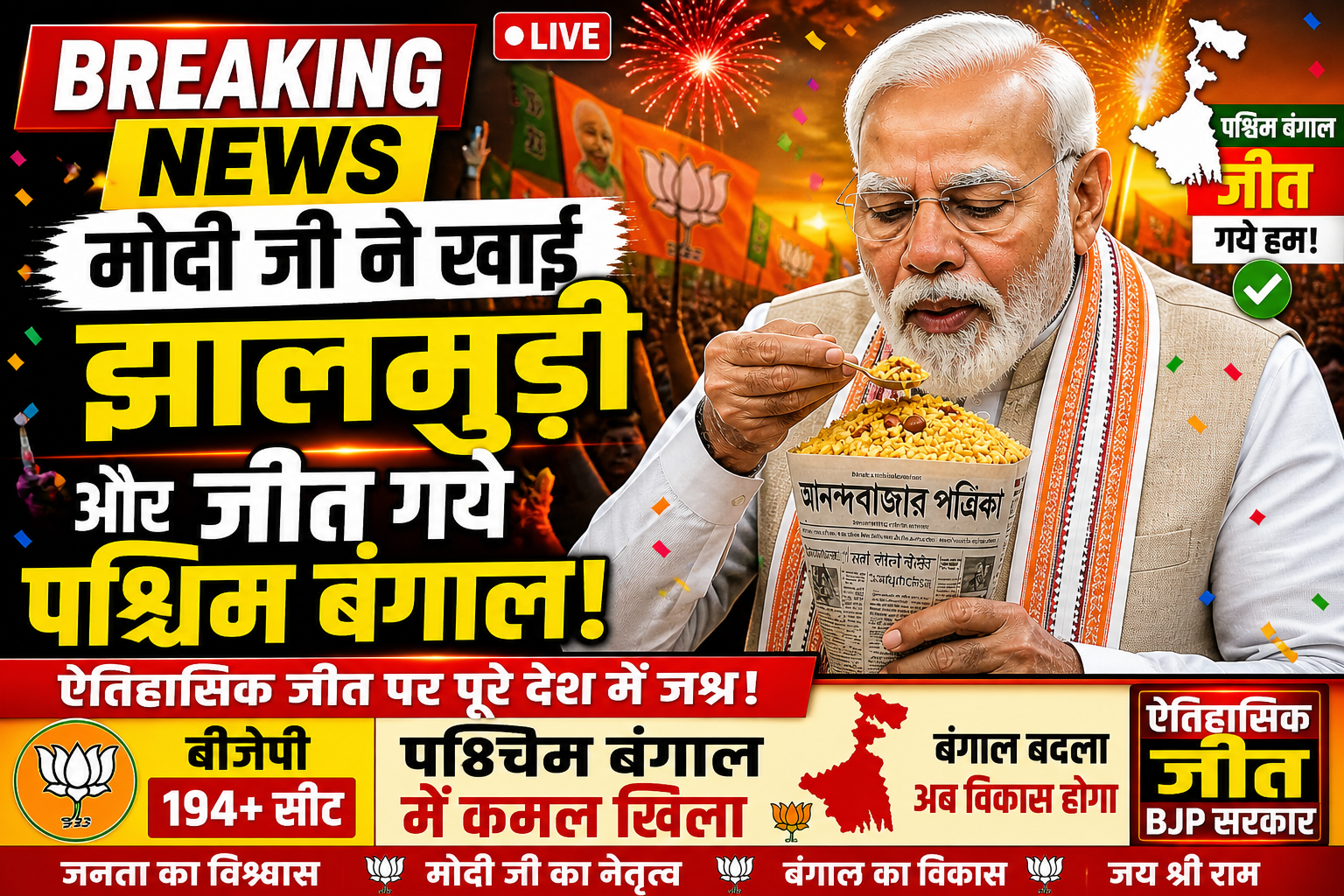 पश्चिम बंगाल में बीजेपी की ऐतिहासिक जीत, पूरे देश में जश्न — मुख्यमंत्री डॉ. मोहन यादव ने दी बधाई