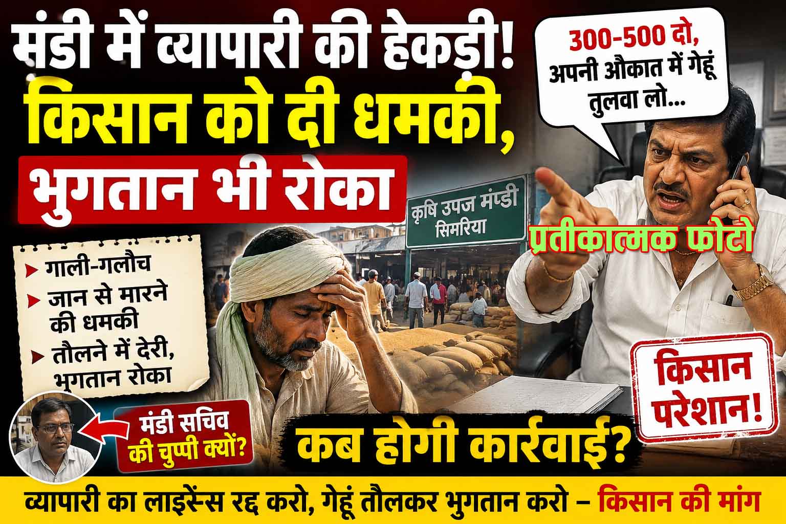 “300-500 दो, अपनी औकात में गेहूं तुलवा लो…” - व्यापारी की दबंगई से किसान परेशान