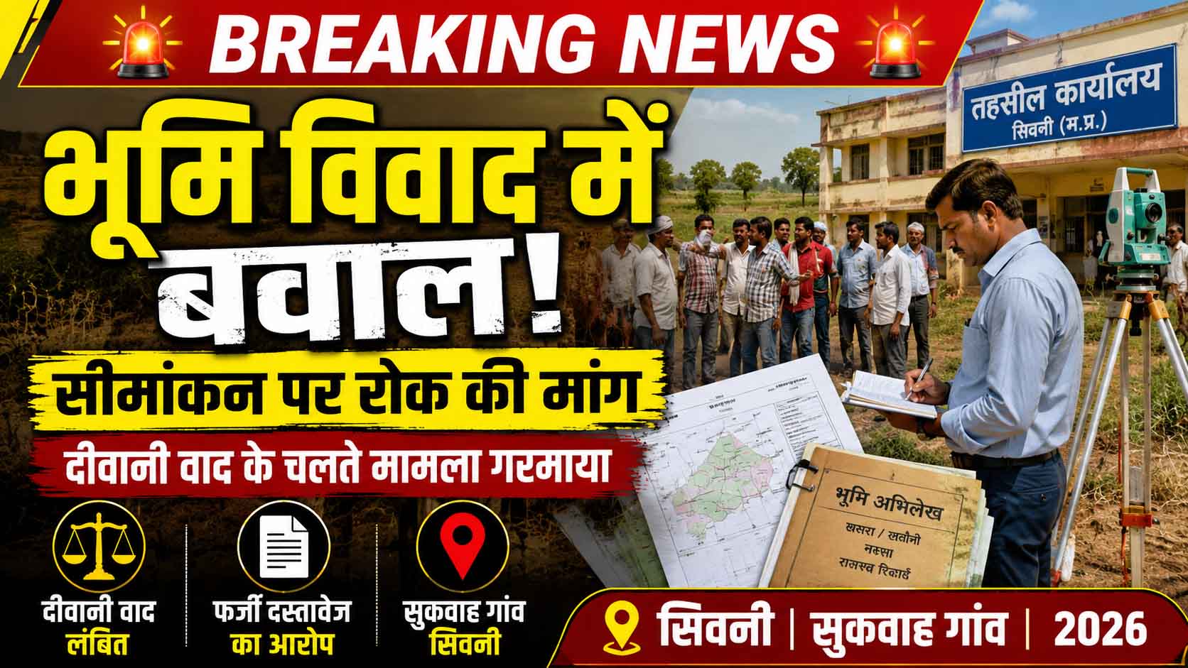 सिवनी में भूमि विवाद मामला गरमाया, दीवानी वाद के बीच सीमांकन कार्यवाही पर विवाद
