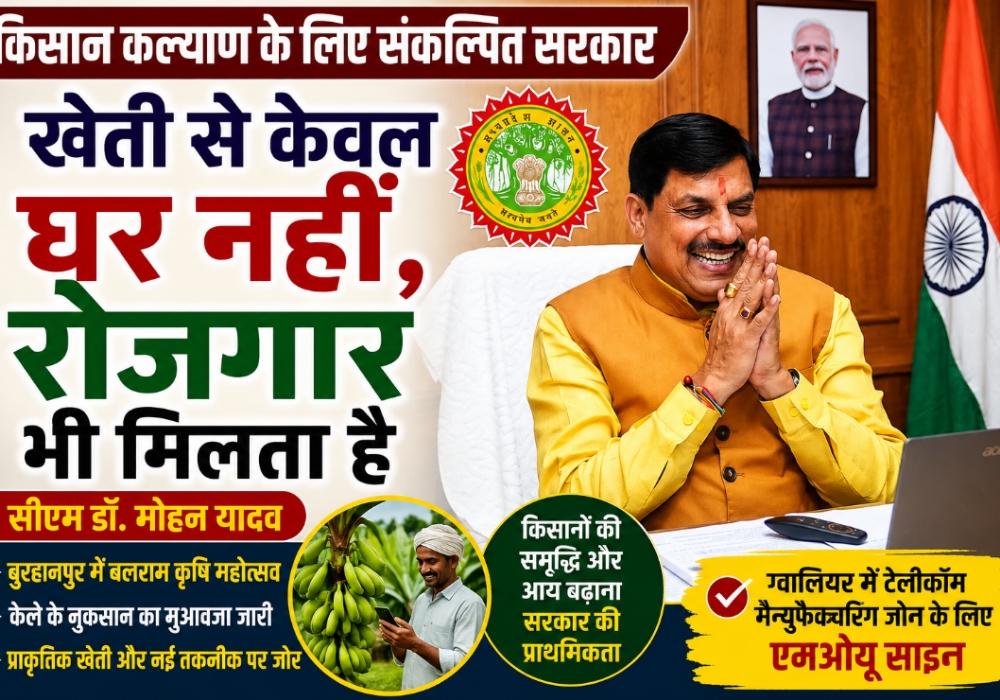 किसान कल्याण के लिए संकल्पित सरकार, खेती से केवल घर नहीं बल्कि रोजगार भी मिलता है : मुख्यमंत्री डॉ. मोहन यादव