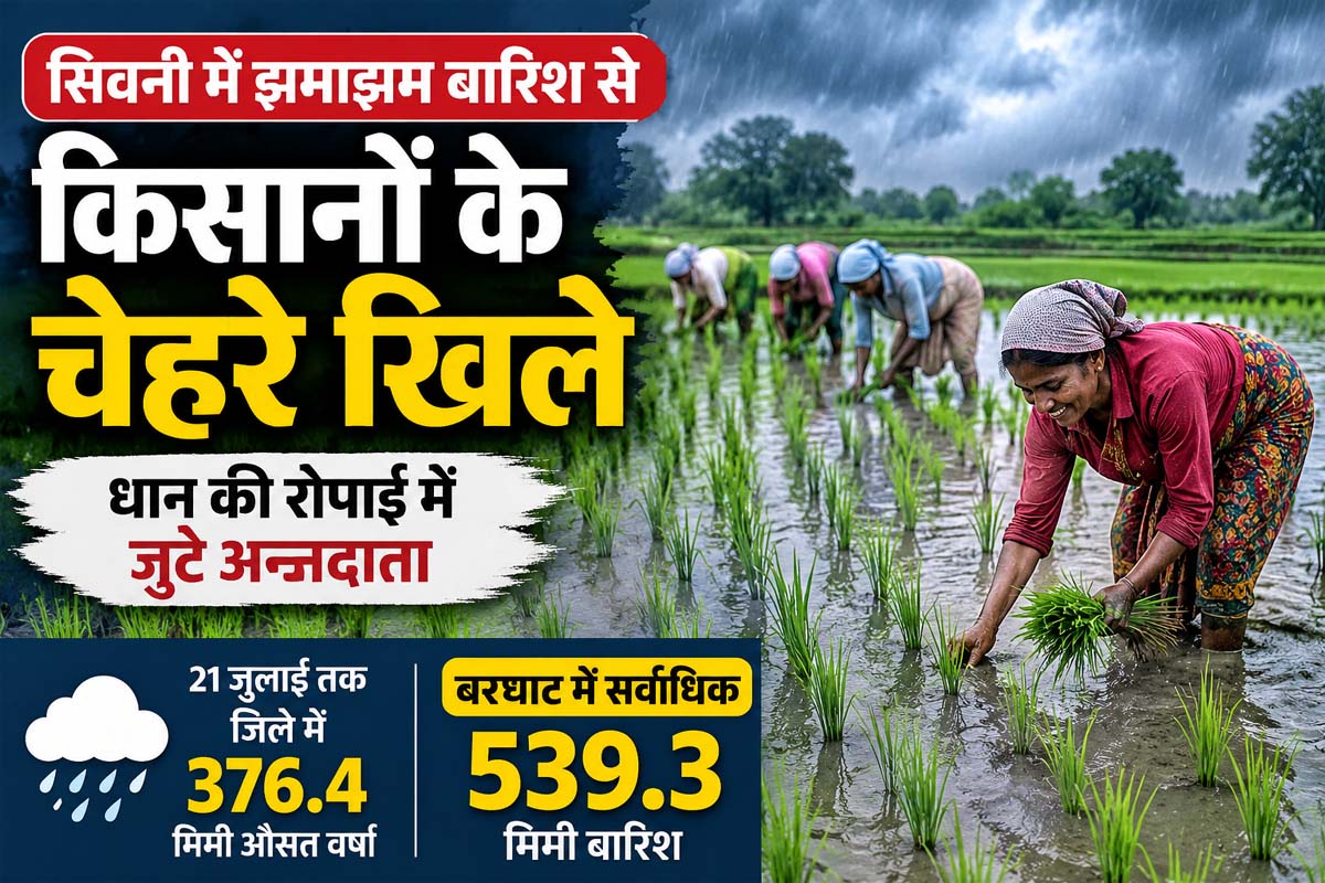 सिवनी में झमाझम बारिश से किसानों के चेहरे खिले, धान की रोपाई में जुटे अन्नदाता