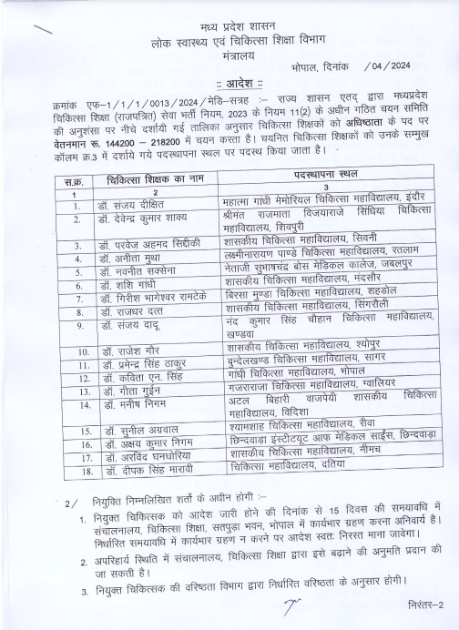 सिवनी मेडीकल कालेज के डीन होंगे डाँ. परवेज अहमद - Seoni News
