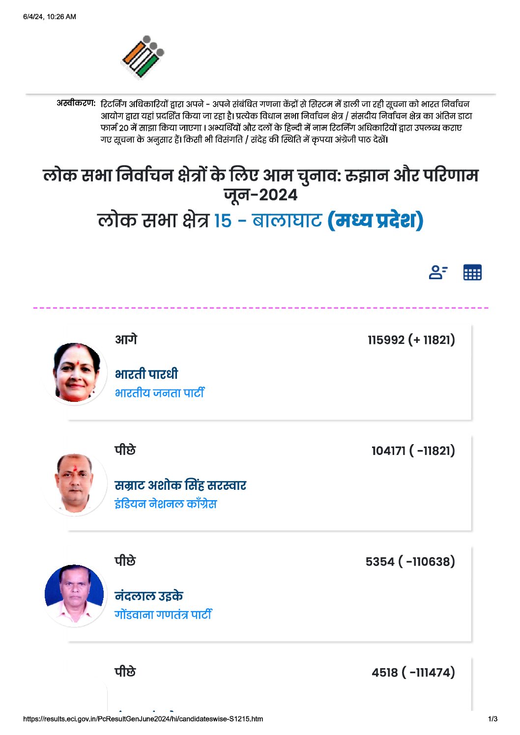 बालाघाट लोकसभा क्षेत्र 10 am - Seoni News