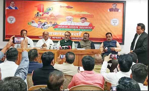 छिंदवाड़ा यशो:- मध्यप्रदेश में 13 दिसंबर 2023 को डॉ. मोहन यादव के नेतृत्व में गठित भारतीय जनता पार्टी की सरकार ने सफल एवं सार्थक एक वर्ष पूर्ण कर लिया है। सरकार का यह प्रथम वर्ष मध्यप्रदेश में सुशासन, विकास और विरासत के संवर्धन के लिए समर्पित रहा है। मप्र में डॉ. मोहन यादव जी के नेतृत्व में भाजपा की सरकार के एक वर्ष के सफल कार्यकाल पूर्ण होने पर भाजपा जिलाध्यक्ष शेषराव यादव ने पत्रकारवार्ता को संबोधित किया। इस अवसर पर प्रदेश कार्यसमिति सदस्य विजय झांझरी, वरिष्ठ नेता विजय पाण्डेय, अध्यक्ष किसान मोचा संजय पटेल, अध्यक्ष महिला मोर्चा श्रीमती गरिमा दामोदर, कार्यालय मंत्री अलकेश लाम्बा, जिला सह मीडिया प्रभारी विक्रम सोनी, दीपक कोल्हे सहित सम्मानीय पत्रकार एवं प्रेस फोटोग्राफर उपस्थित रहे।