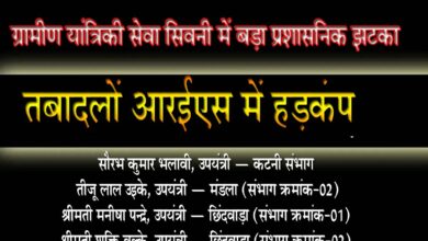 ग्रामीण यांत्रिकी सेवा सिवनी में चार उपयंत्रियों के स्थानांतरण
