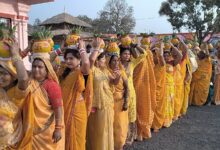 सीलादेही में द्वारकाधीश राधाकृष्ण मंदिर प्राण-प्रतिष्ठा महोत्सव की भव्य शोभायात्रा