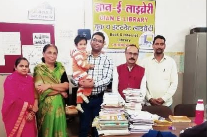 Rotary Club Chhindwara donating competitive exam books at Gyan E Library on World Book Donation Day