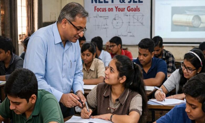 छिंदवाड़ा में NEET और JEE की तैयारी करते विद्यार्थी कक्षा में अध्ययन करते हुए