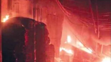 छिंदवाड़ा फैक्ट्री आग - डिस्पोजल फैक्ट्री में लगी भीषण आग का दृश्य