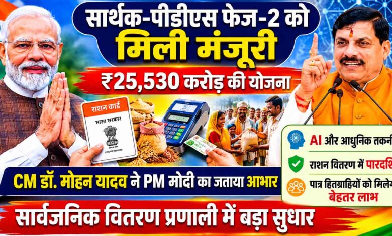 सार्थक पीडीएस फेज-2 योजना को मंजूरी मिलने पर प्रधानमंत्री नरेंद्र मोदी और मुख्यमंत्री मोहन यादव