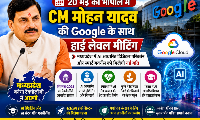 मुख्यमंत्री डॉ मोहन यादव गूगल के अधिकारियों के साथ AI आधारित स्मार्ट गवर्नेंस बैठक को लेकर