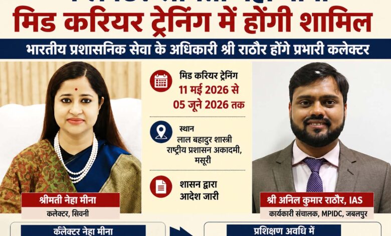 सिवनी कलेक्टर नेहा मीना मिड करियर ट्रेनिंग और अतिरिक्त प्रभार संभालने वाले IAS अनिल कुमार राठौर