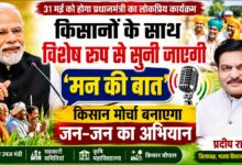 भाजपा किसान मोर्चा जिलाध्यक्ष प्रदीप राय मन की बात कार्यक्रम की जानकारी देते हुए
