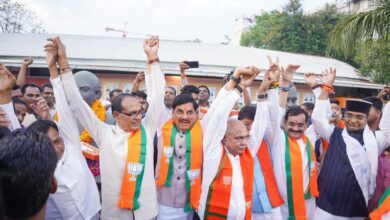 BJP victory celebration Bhopal Mohan Yadav Hemant Khandelwal workers celebration NDA win