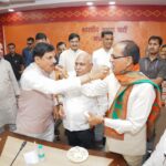 BJP victory celebration Bhopal Mohan Yadav Hemant Khandelwal workers celebration NDA win