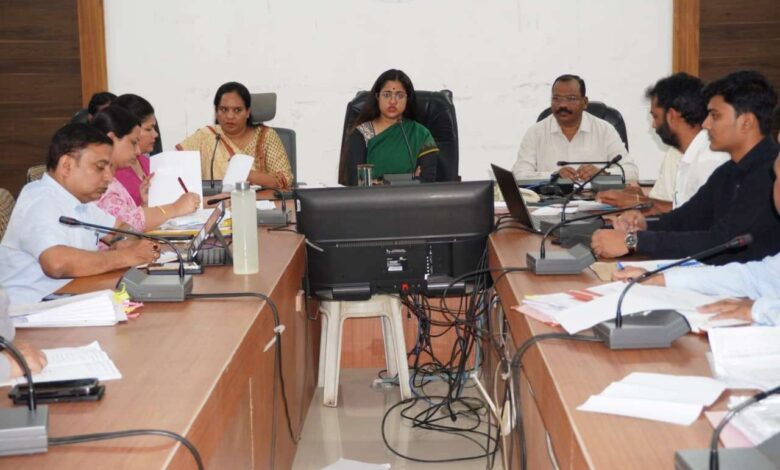 Collector Meena reviewing health services monsoon preparation food safety inspection meeting
