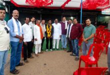 भोमा में स्वागत रैली के दौरान इंटरनेशनल यूथ गेम खिलाड़ी यश चंद्रवंशी का सम्मान