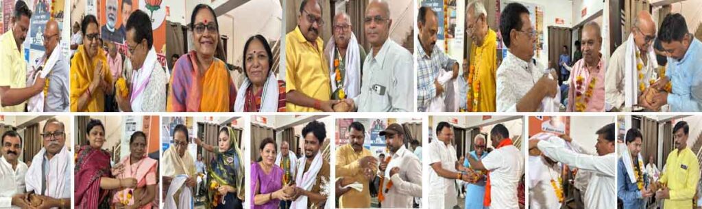 जिला भाजपा कार्यालय सिवनी में आयोजित आपातकाल की 51वीं वर्षगांठ संगोष्ठी में लोकतंत्र सेनानियों का सम्मान करते भाजपा पदाधिकारी