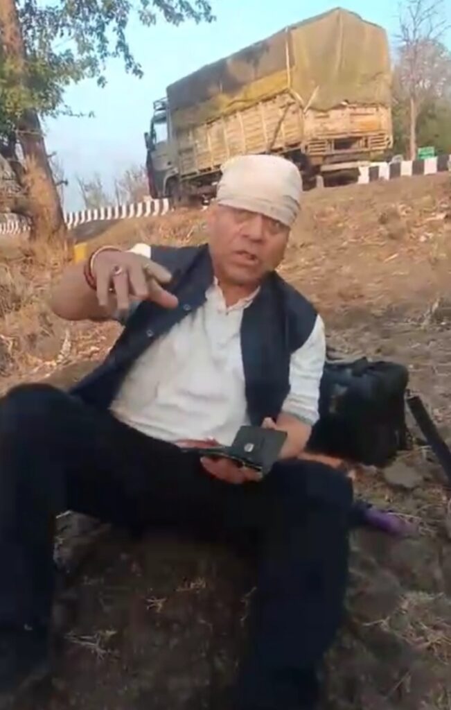 विधायक योगेंद्र सिंह बाबा की दुर्घटनाग्रस्त स्कॉर्पियो में लगी आग, NH-44 बंजारी हादसा।