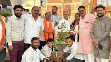 श्री सिटी रानी दुर्गावती वार्ड में भाजपा दक्षिण मंडल के कार्यकर्ता वृक्षारोपण करते हुए