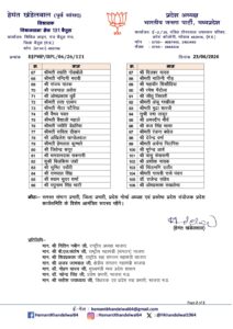 भाजपा प्रदेश कार्यसमिति सदस्य बनीं नीता पटेरिया और वैभव पवार