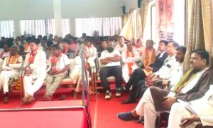 सिवनी में भाजपा की प्रबुद्धजन संगोष्ठी को संबोधित करते सांसद फग्गन सिंह कुलस्ते