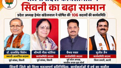 भाजपा प्रदेश कार्यसमिति सदस्य बनीं नीता पटेरिया और वैभव पवार
