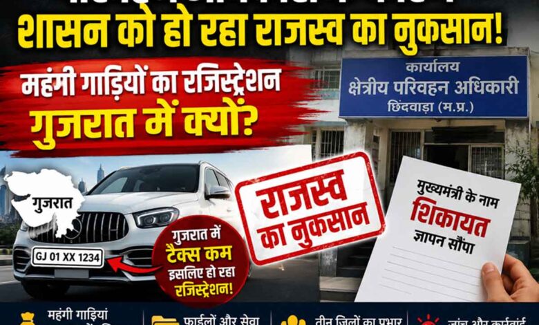 छिंदवाड़ा परिवहन विभाग के खिलाफ ज्ञापन सौंपते लोग