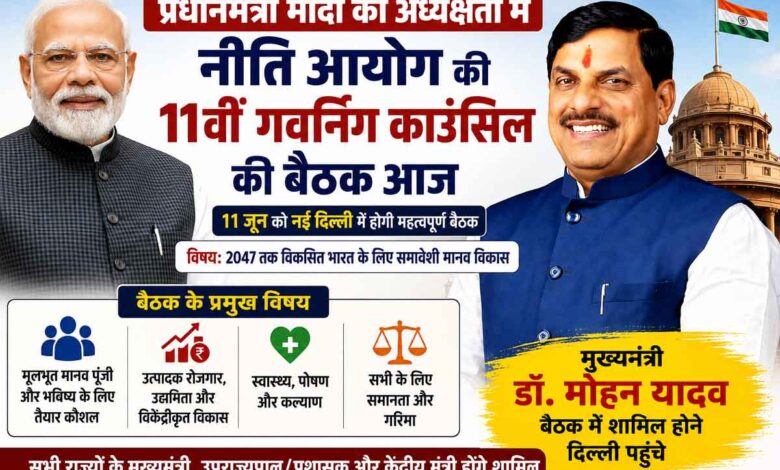 नीति आयोग की 11वीं गवर्निंग काउंसिल बैठक में शामिल होने दिल्ली पहुंचे मुख्यमंत्री मोहन यादव