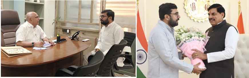 मुख्यमंत्री डॉ मोहन यादव से मुलाकात करते सांसद बंटी विवेक साहू