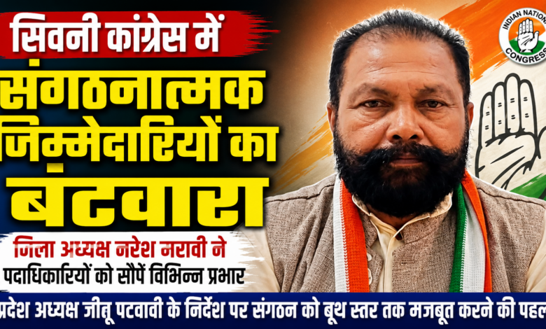 सिवनी कांग्रेस में संगठनात्मक जिम्मेदारियों का बंटवारा, जिला अध्यक्ष नरेश मरावी ने पदाधिकारियों को सौंपे विभिन्न प्रभार - Seoni News