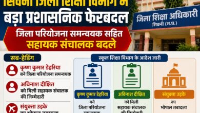 मध्यप्रदेश स्कूल शिक्षा विभाग के तबादला आदेश में सिवनी जिले के शिक्षा अधिकारियों की नई पदस्थापना।