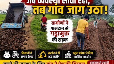 चक्कीखमरिया–सिमरिया मार्ग पर श्रमदान कर सड़क की मरम्मत करते ग्रामीण