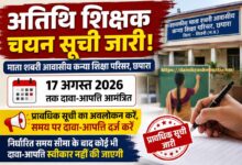 अतिथि शिक्षक भर्ती: छपारा में प्रावधिक चयन सूची जारी, 17 अगस्त तक दर्ज करा सकेंगे दावा-आपत्ति | Dainik Yashonnati माता शबरी आवासीय कन्या शिक्षा परिसर छपारा में अतिथि शिक्षक चयन सूची