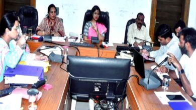 समय-सीमा बैठक में अधिकारियों को आवश्यक निर्देश देतीं कलेक्टर श्रीमती नेहा मीना।