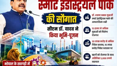 मुख्यमंत्री डॉ. मोहन यादव स्मार्ट इंडस्ट्रियल पार्क का भूमि-पूजन करते हुए