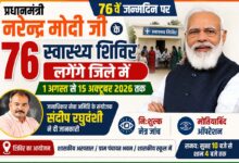 प्रधानमंत्री नरेंद्र मोदी के 76वें जन्मदिन पर छिंदवाड़ा में 76 स्वास्थ्य शिविरों की जानकारी देते संदीप रघुवंशी।
