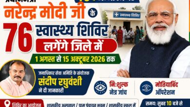 प्रधानमंत्री नरेंद्र मोदी के 76वें जन्मदिन पर छिंदवाड़ा में 76 स्वास्थ्य शिविरों की जानकारी देते संदीप रघुवंशी।