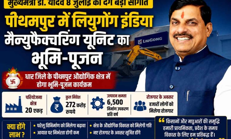 मुख्यमंत्री डॉ. मोहन यादव का आधिकारिक चित्र, पीथमपुर में लियुगोंग इंडिया मैन्युफैक्चरिंग यूनिट के भूमि-पूजन से पहले