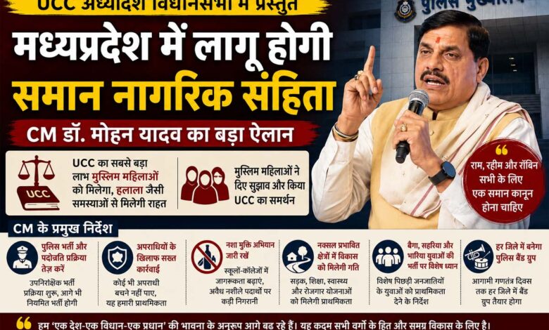 मुख्यमंत्री डॉ. मोहन यादव मध्यप्रदेश में UCC अध्यादेश पर मीडिया को संबोधित करते हुए।