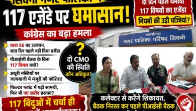 सिवनी नगर पालिका परिषद बैठक को लेकर पत्रकार वार्ता करते कांग्रेस पार्षद दल