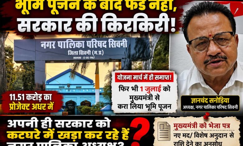 सिवनी नगर पालिका परिषद भवन और अध्यक्ष ज्ञानचंद सनोड़िया
