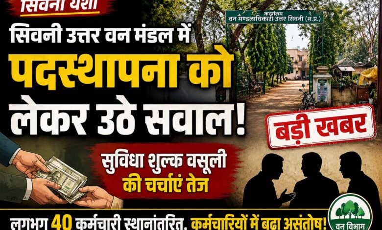 सिवनी उत्तर वन मंडल कार्यालय, जहां पदस्थापना प्रक्रिया को लेकर सुविधा शुल्क वसूली की चर्चाएं सामने आई हैं।