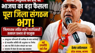 दतिया उपचुनाव हार के बाद भाजपा संगठन भंग करने संबंधी आदेश।