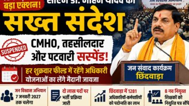 मुख्यमंत्री डॉ. मोहन यादव छिंदवाड़ा में जन संवाद कार्यक्रम को संबोधित करते हुए