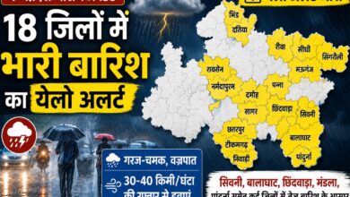 मध्यप्रदेश के 18 जिलों में भारी बारिश का येलो अलर्ट, सिवनी-बालाघाट समेत कई जिलों में गरज-चमक के साथ वर्षा के आसार | Dainik Yashonnati मध्यप्रदेश में भारी बारिश का येलो अलर्ट सिवनी बालाघाट समेत 18 जिलों में बारिश की संभावना